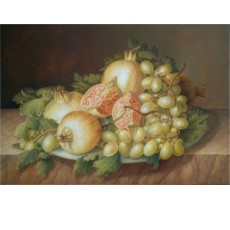 Pomgranates, Grapes and Celery Branches, 1999 | oil on wood, 15.6 x 22.4 in.